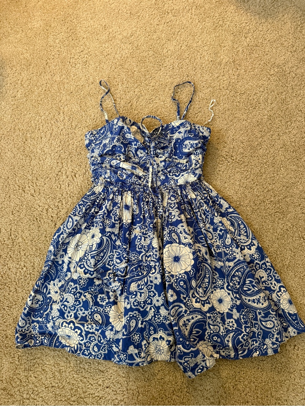 Aqua Blue and White Paisley Sundress
